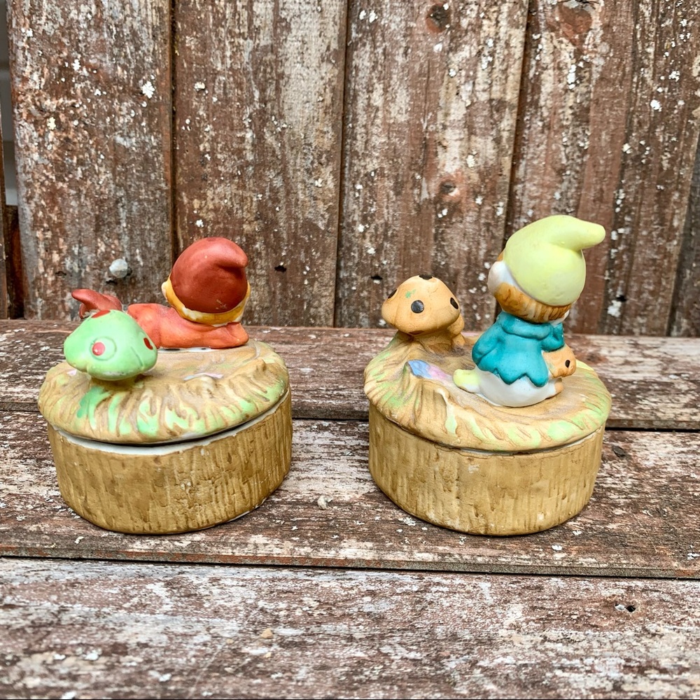 Vintage Elf and Mushroom Lidded Trinket Boxes (2) - Picture 7 of 8